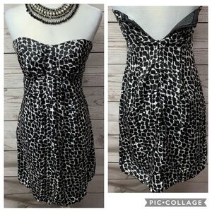 NWOT WHBM Silk Animal Print Strapless Dress